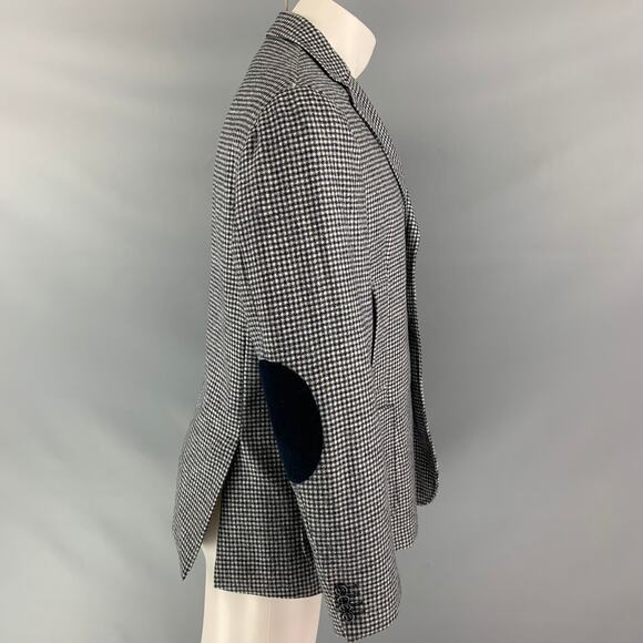 NEIMAN MARCUS Size 40 Wool Black & White Houndstooth Notch Lapel Sport Coat - Picture 2 of 6